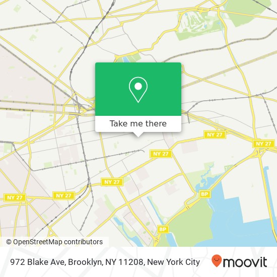 Mapa de 972 Blake Ave, Brooklyn, NY 11208