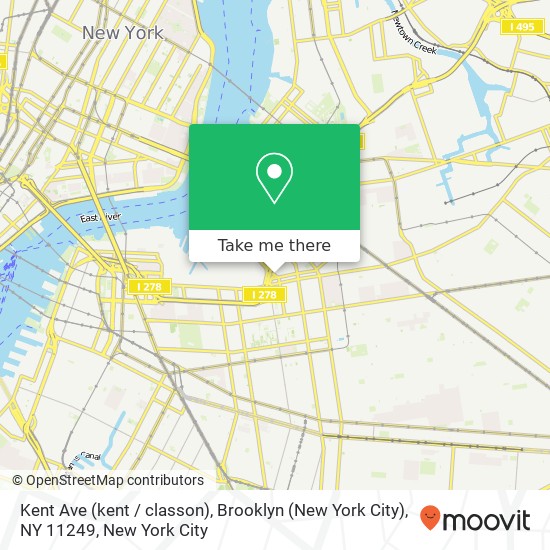 Mapa de Kent Ave (kent / classon), Brooklyn (New York City), NY 11249