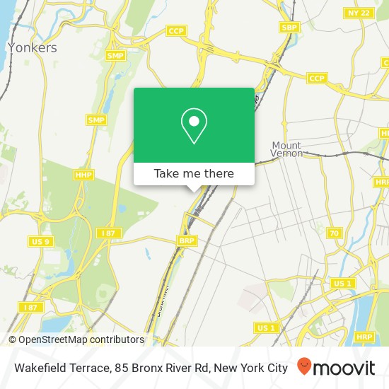 Mapa de Wakefield Terrace, 85 Bronx River Rd