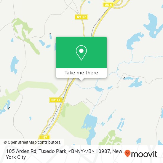 Mapa de 105 Arden Rd, Tuxedo Park, <B>NY< / B> 10987