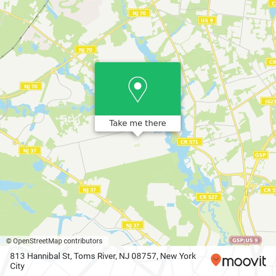 Mapa de 813 Hannibal St, Toms River, NJ 08757
