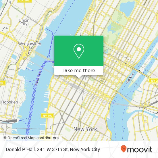 Donald P Hall, 241 W 37th St map