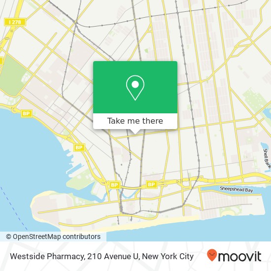 Mapa de Westside Pharmacy, 210 Avenue U