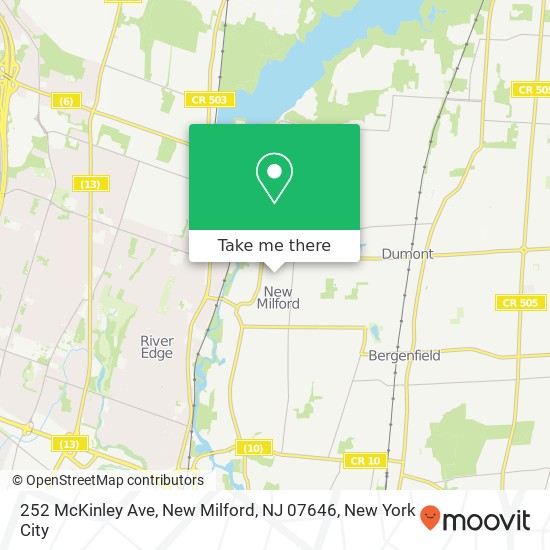 Mapa de 252 McKinley Ave, New Milford, NJ 07646
