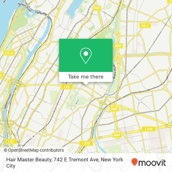 Mapa de Hair Master Beauty, 742 E Tremont Ave
