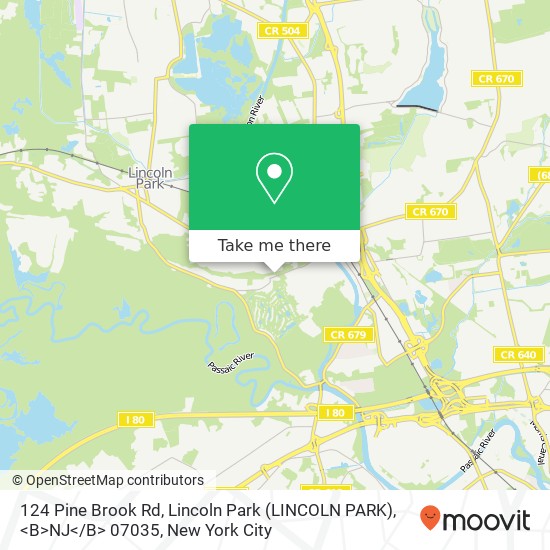 Mapa de 124 Pine Brook Rd, Lincoln Park (LINCOLN PARK), <B>NJ< / B> 07035