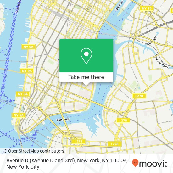 Avenue D (Avenue D and 3rd), New York, NY 10009 map