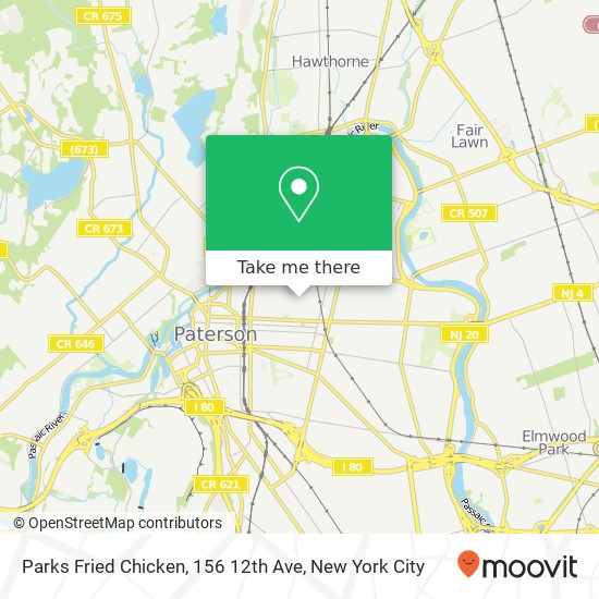 Mapa de Parks Fried Chicken, 156 12th Ave