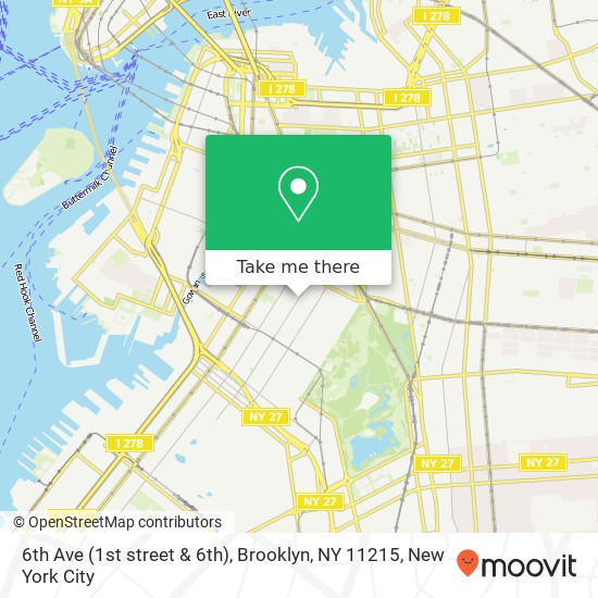 Mapa de 6th Ave (1st street & 6th), Brooklyn, NY 11215