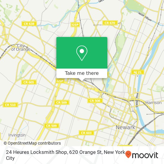 Mapa de 24 Heures Locksmith Shop, 620 Orange St