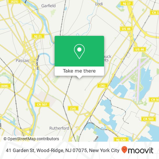 Mapa de 41 Garden St, Wood-Ridge, NJ 07075