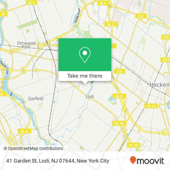 Mapa de 41 Garden St, Lodi, NJ 07644