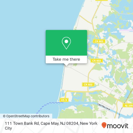 Mapa de 111 Town Bank Rd, Cape May, NJ 08204