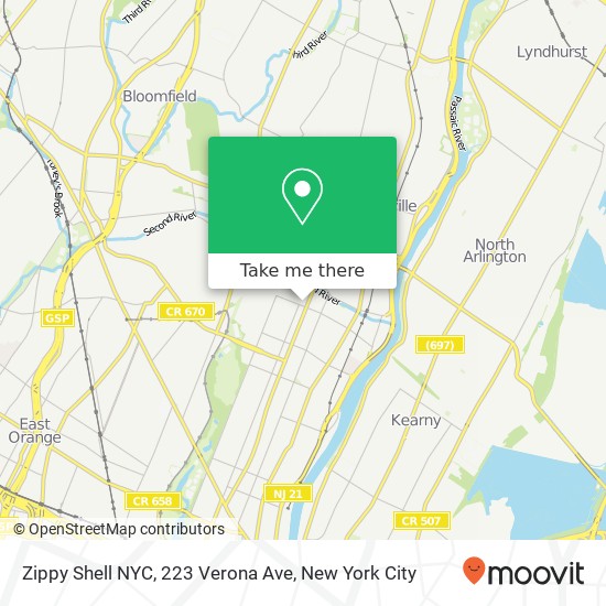 Mapa de Zippy Shell NYC, 223 Verona Ave