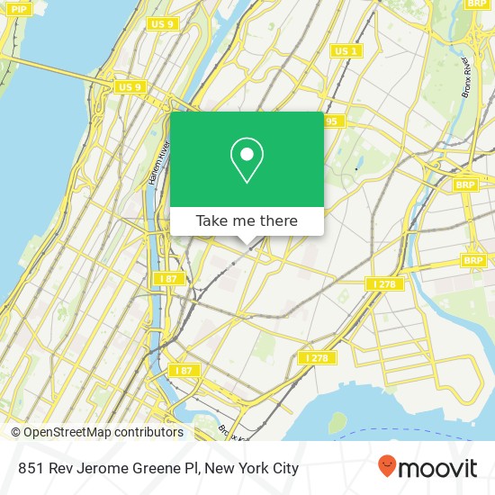 Mapa de 851 Rev Jerome Greene Pl, Bronx, NY 10451