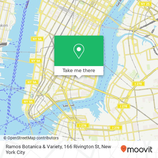 Mapa de Ramos Botanica & Variety, 166 Rivington St