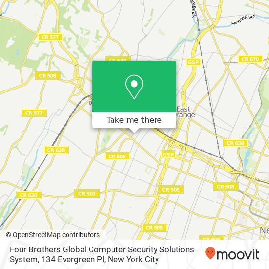Mapa de Four Brothers Global Computer Security Solutions System, 134 Evergreen Pl