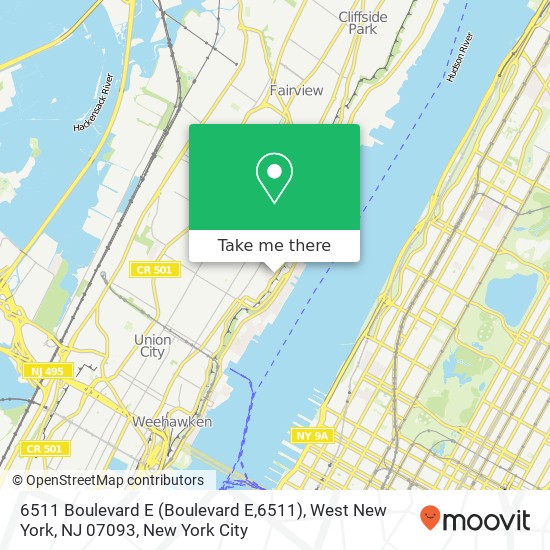 Mapa de 6511 Boulevard E (Boulevard E,6511), West New York, NJ 07093