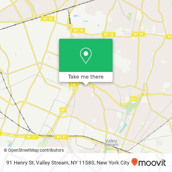 Mapa de 91 Henry St, Valley Stream, NY 11580