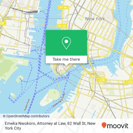 Emeka Nwokoro, Attorney at Law, 82 Wall St map