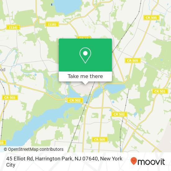 Mapa de 45 Elliot Rd, Harrington Park, NJ 07640