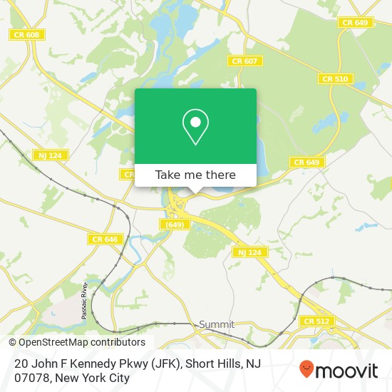 Mapa de 20 John F Kennedy Pkwy (JFK), Short Hills, NJ 07078