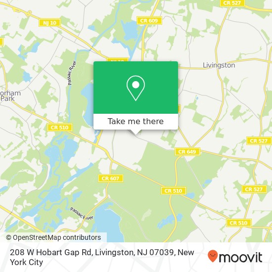 208 W Hobart Gap Rd, Livingston, NJ 07039 map