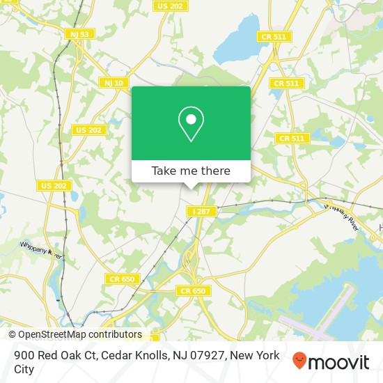 Mapa de 900 Red Oak Ct, Cedar Knolls, NJ 07927