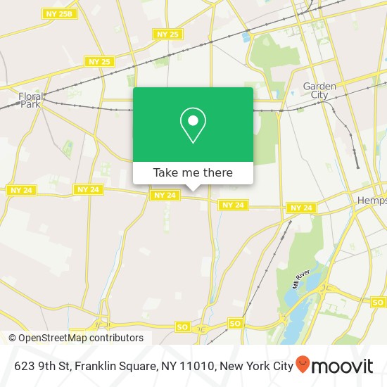 Mapa de 623 9th St, Franklin Square, NY 11010