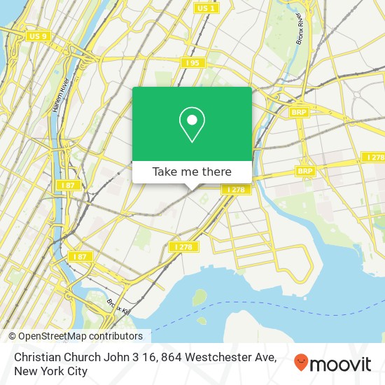 Mapa de Christian Church John 3 16, 864 Westchester Ave