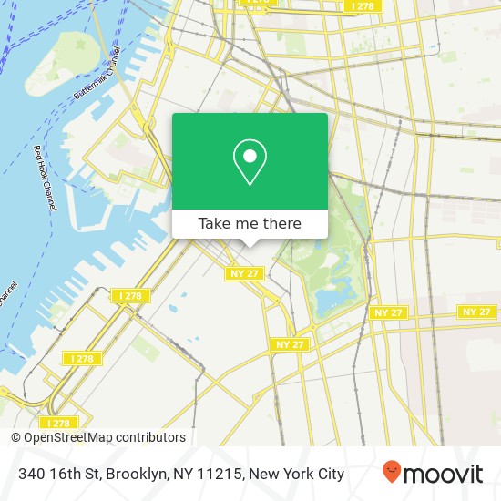 Mapa de 340 16th St, Brooklyn, NY 11215