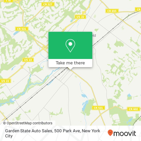 Garden State Auto Sales, 500 Park Ave map