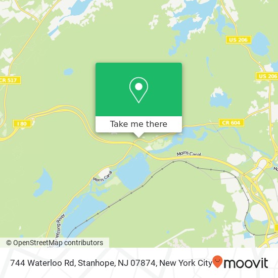 Mapa de 744 Waterloo Rd, Stanhope, NJ 07874