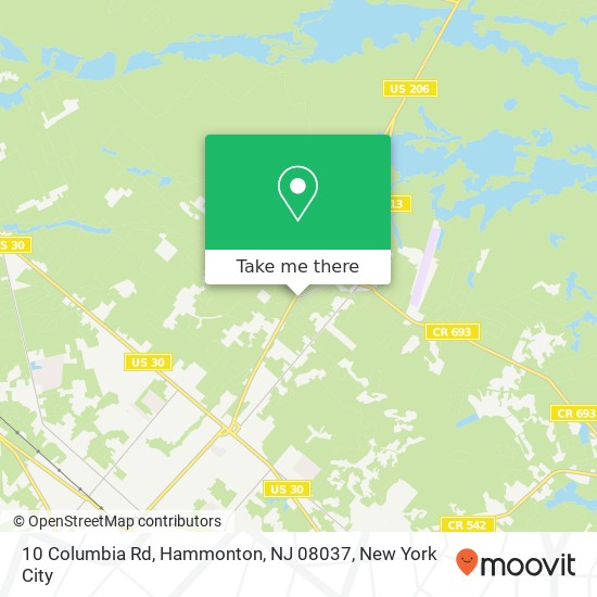 Mapa de 10 Columbia Rd, Hammonton, NJ 08037