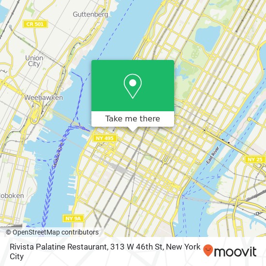 Mapa de Rivista Palatine Restaurant, 313 W 46th St