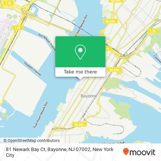 Mapa de 81 Newark Bay Ct, Bayonne, NJ 07002