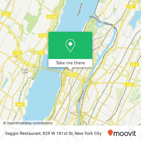 Saggio Restaurant, 829 W 181st St map
