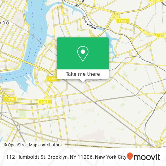 Mapa de 112 Humboldt St, Brooklyn, NY 11206