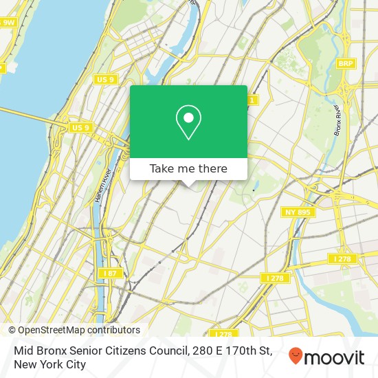 Mid Bronx Senior Citizens Council, 280 E 170th St map