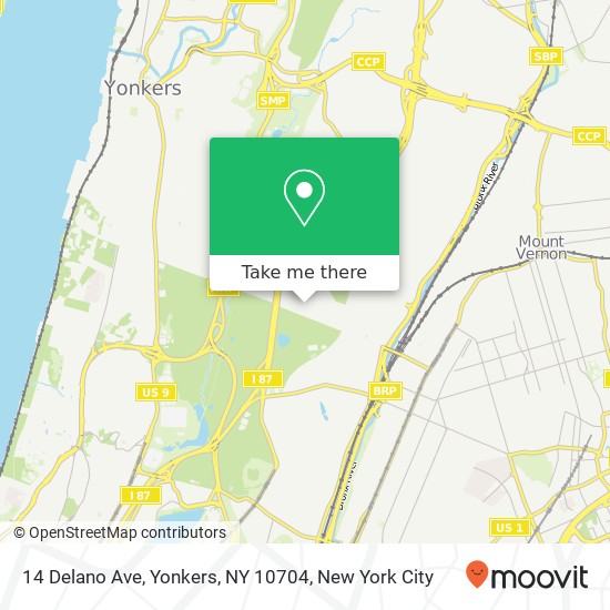 Mapa de 14 Delano Ave, Yonkers, NY 10704