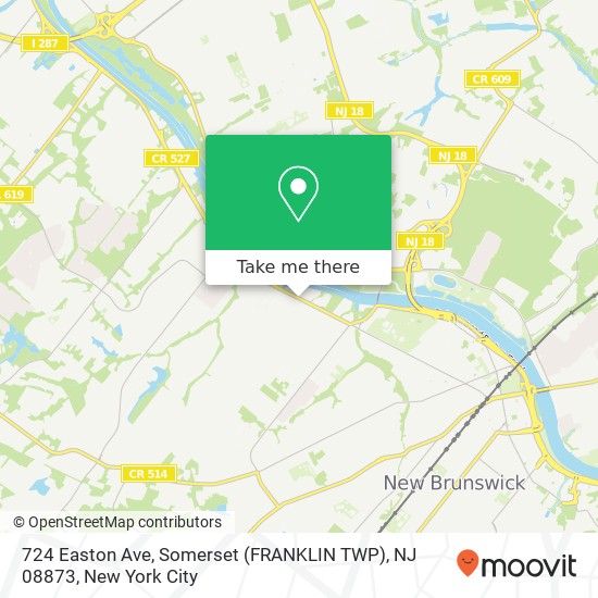 Mapa de 724 Easton Ave, Somerset (FRANKLIN TWP), NJ 08873