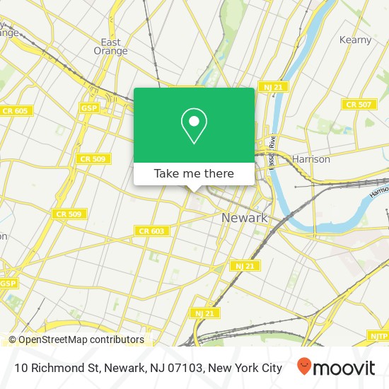 Mapa de 10 Richmond St, Newark, NJ 07103
