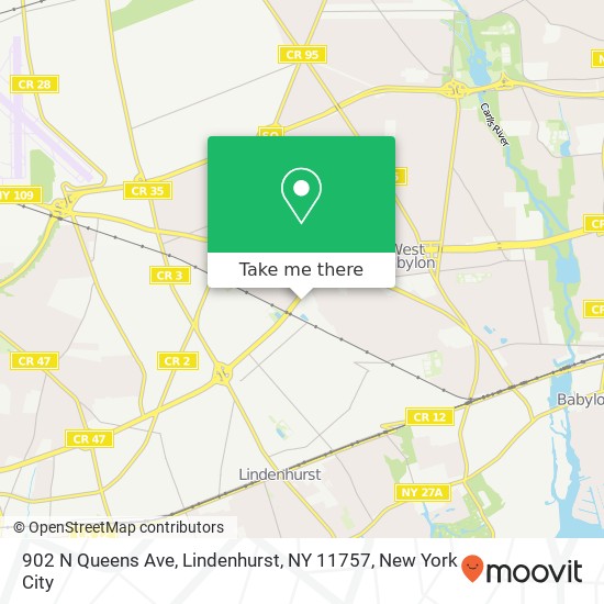 Mapa de 902 N Queens Ave, Lindenhurst, NY 11757