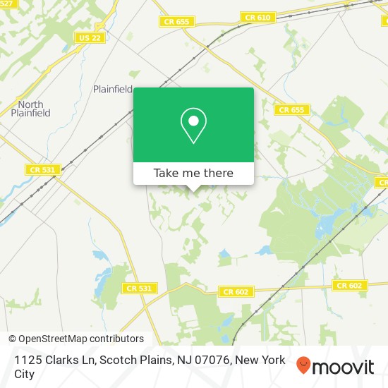 Mapa de 1125 Clarks Ln, Scotch Plains, NJ 07076