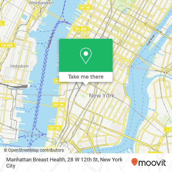 Mapa de Manhattan Breast Health, 28 W 12th St