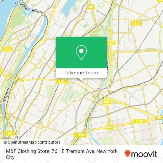 Mapa de M&F Clothing Store, 761 E Tremont Ave