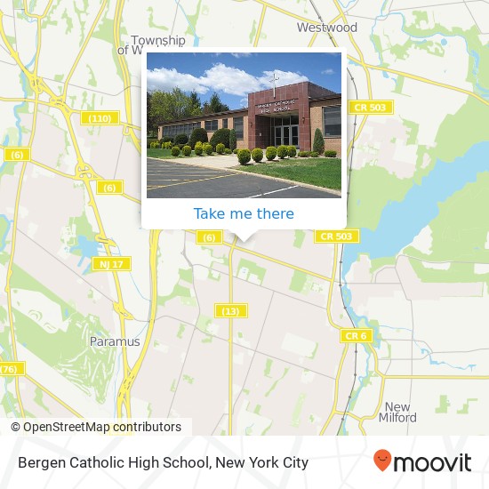 Mapa de Bergen Catholic High School, 1040 Oradell Ave