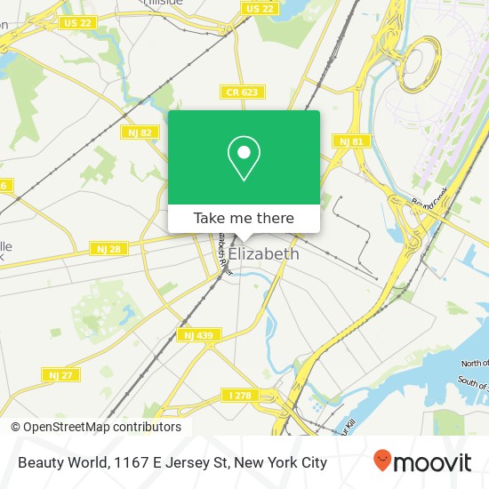 Beauty World, 1167 E Jersey St map