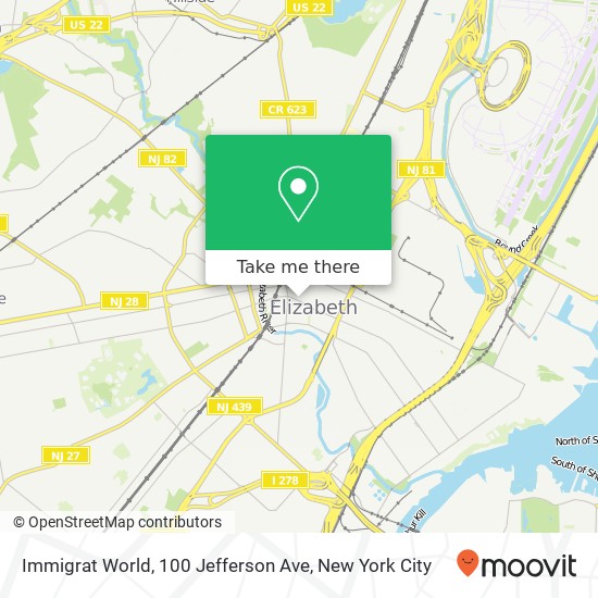 Mapa de Immigrat World, 100 Jefferson Ave