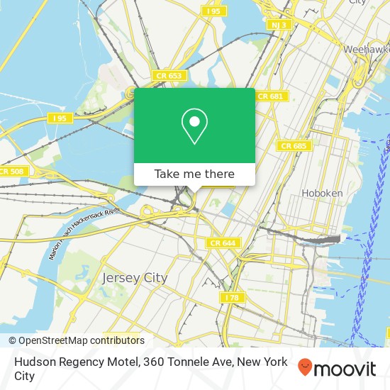 Mapa de Hudson Regency Motel, 360 Tonnele Ave